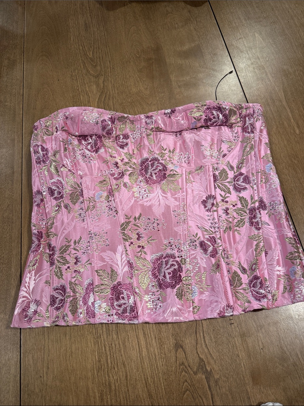 PrettyLittleThing Pink Floral Brocade corset top nwot Sz 12